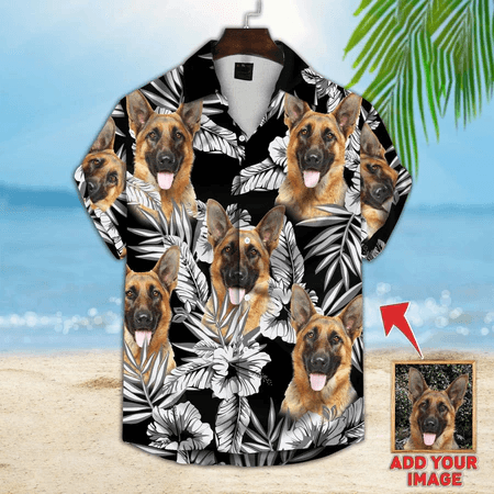 Custom Photo German Shepherd Flower Hawaiian Shirt, Personalized Hawaiian Shirts - Perfect Gift For Dog Lovers, Family, Friends - Amzanimalsgift