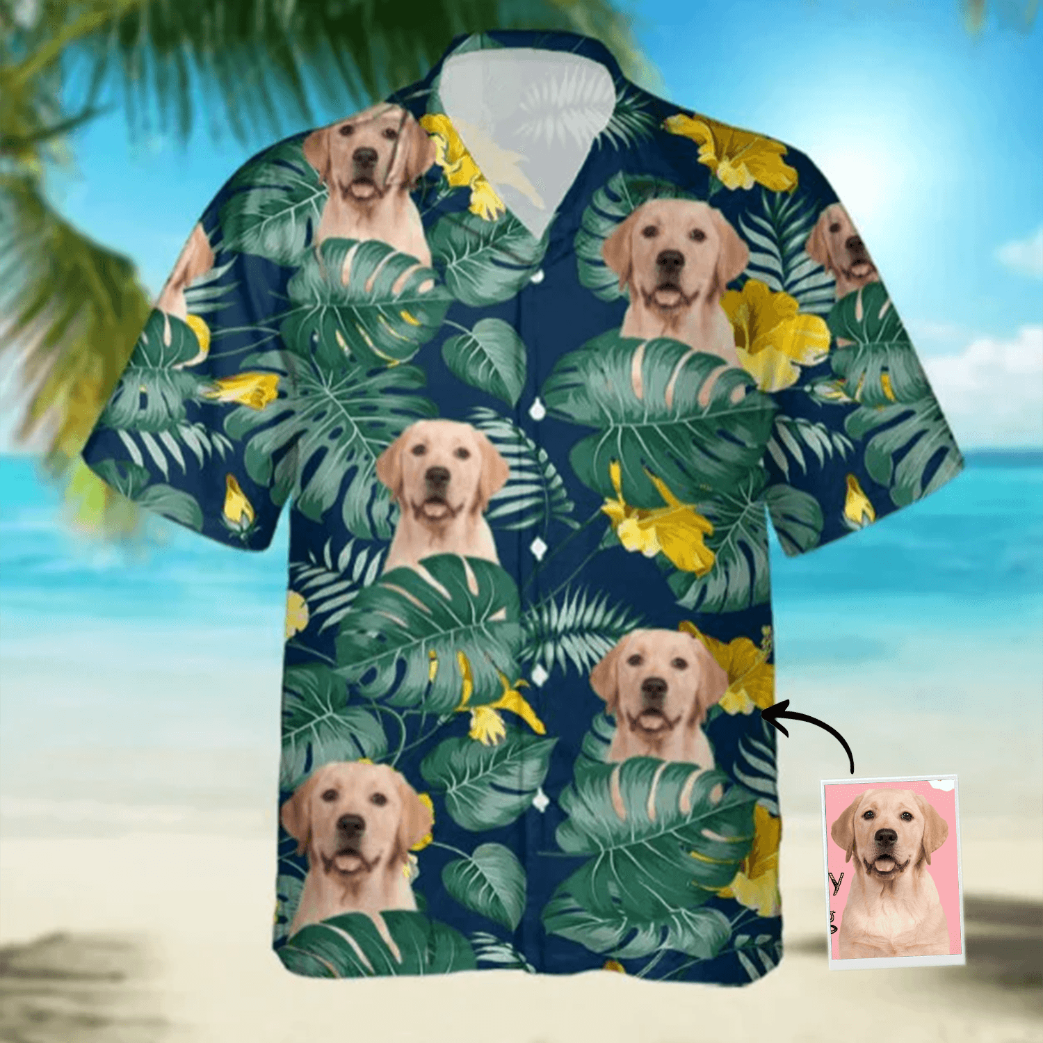 Custom Photo Labrador Retriever Hawaiian Shirt , Custom Animal Hawaiian Shirt, Personalized Hawaiian Shirts - Perfect Gift For Dog Lovers, Family, Friends - Amzanimalsgift