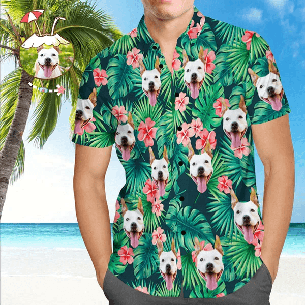 Custom Photo Pet Face Funky Vintage Hawaiian Shirt, Personalized Hawaiian Shirts - Perfect Gift For Pet Lovers, Friends, Family - Amzanimalsgift