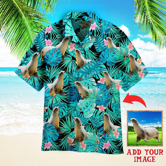 Custom Photo Seal Tropical Custom Hawaiian Shirt, Personalized Hawaiian Shirts - Perfect Gift For Animal Lovers, Friends, Family - Amzanimalsgift