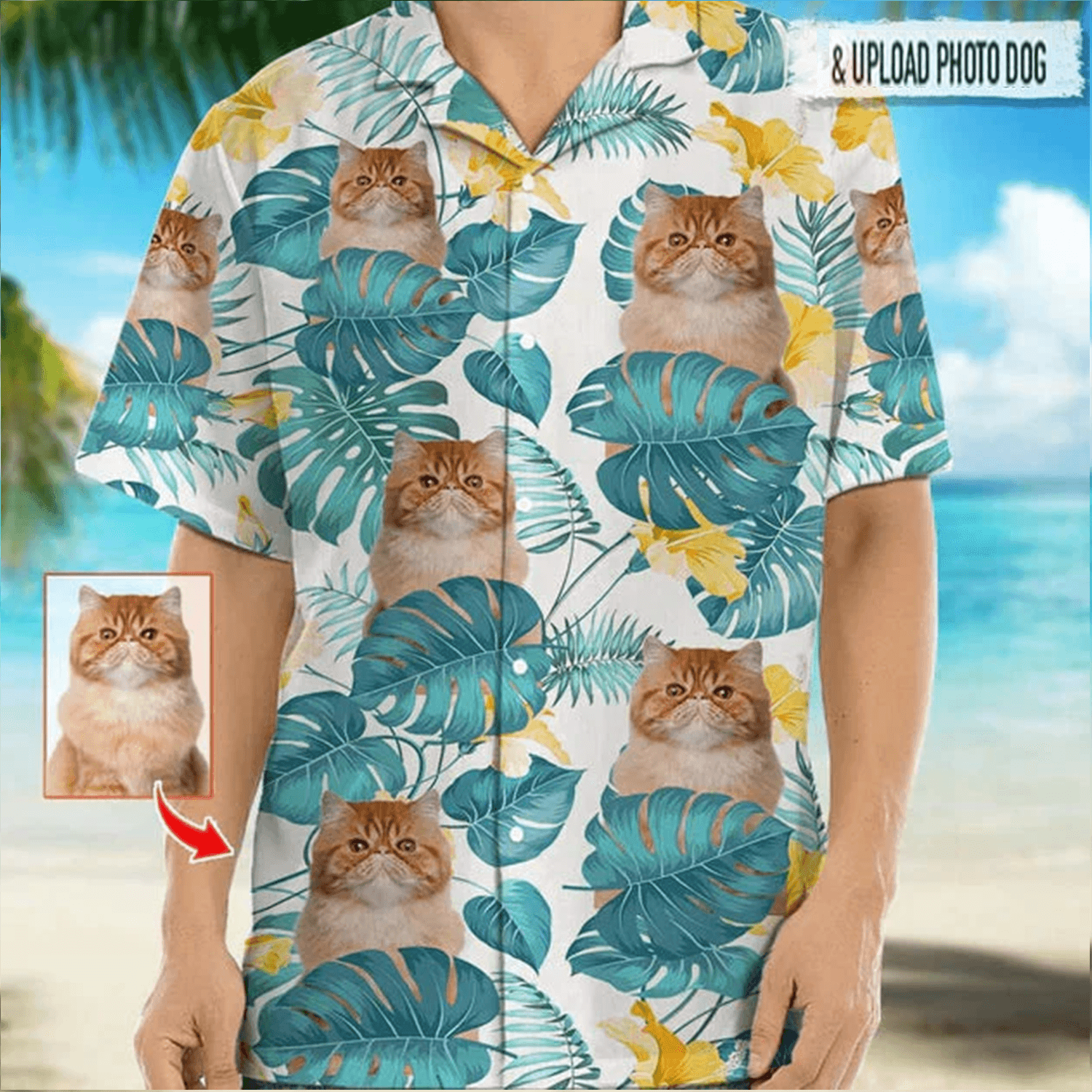 Custom Photo Upload Cat Hawaiian Shirt, Custom Animal Hawaiian Shirt, Personalized Hawaiian Shirts - Perfect Gift For Cat Lovers, Family, Friends - Amzanimalsgift