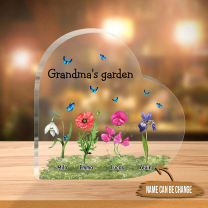 Custom Shaped Acrylic Plaque, Grandma's Garden Birth Month Flower, Mother's Day Acrylic Plaque, Personalized Perfect Gift For Mother, Grandma, Family - Amzanimalsgift