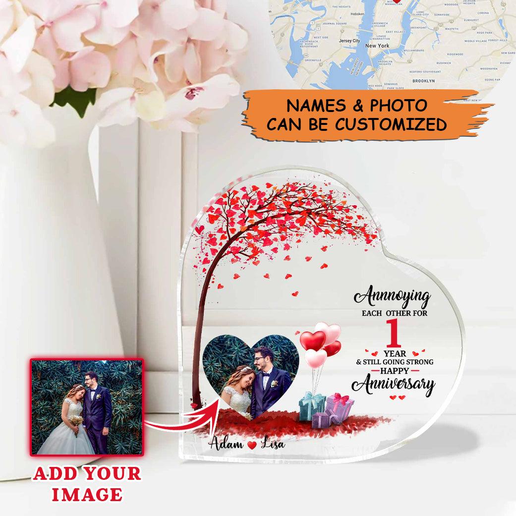 Custom Shaped Acrylic Plaque- Personalized Couple Annnoying Each Other For 1 Year Custom Shaped Acrylic Plaque- Perfect Gift For Couple, Wife, Husband - Amzanimalsgift