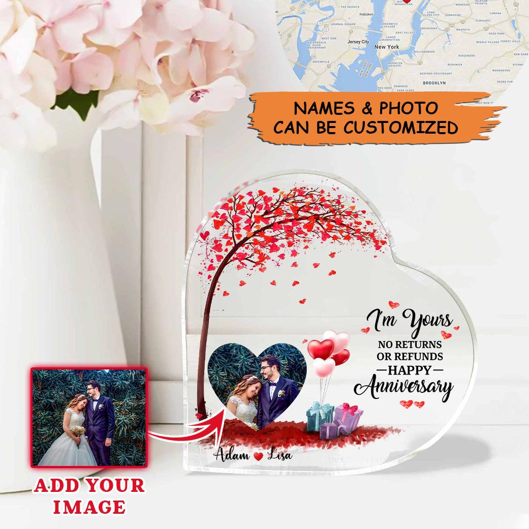 Custom Shaped Acrylic Plaque- Personalized Couple I'm Yours No Returns Or Refunds Custom Shaped Acrylic Plaque- Perfect Gift For Couple, Wife, Husband - Amzanimalsgift