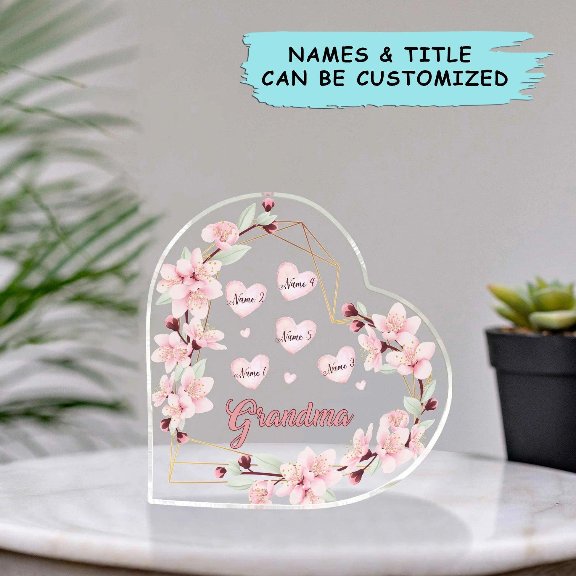 Custom Shaped Acrylic Plaque - Personalized Grandma Grandma and Grandchildren Custom Shaped Acrylic Plaque - Perfect Gift For Grandma, Nana, Gigi - Amzanimalsgift