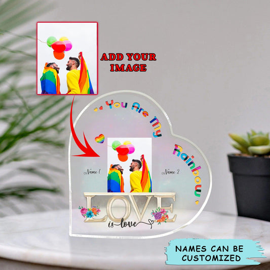 Custom Shaped Acrylic Plaque - Personalized LGBT You Are My Rainbow Custom Shaped Acrylic Plaque - Perfect Gift For LGBT Couple - Amzanimalsgift
