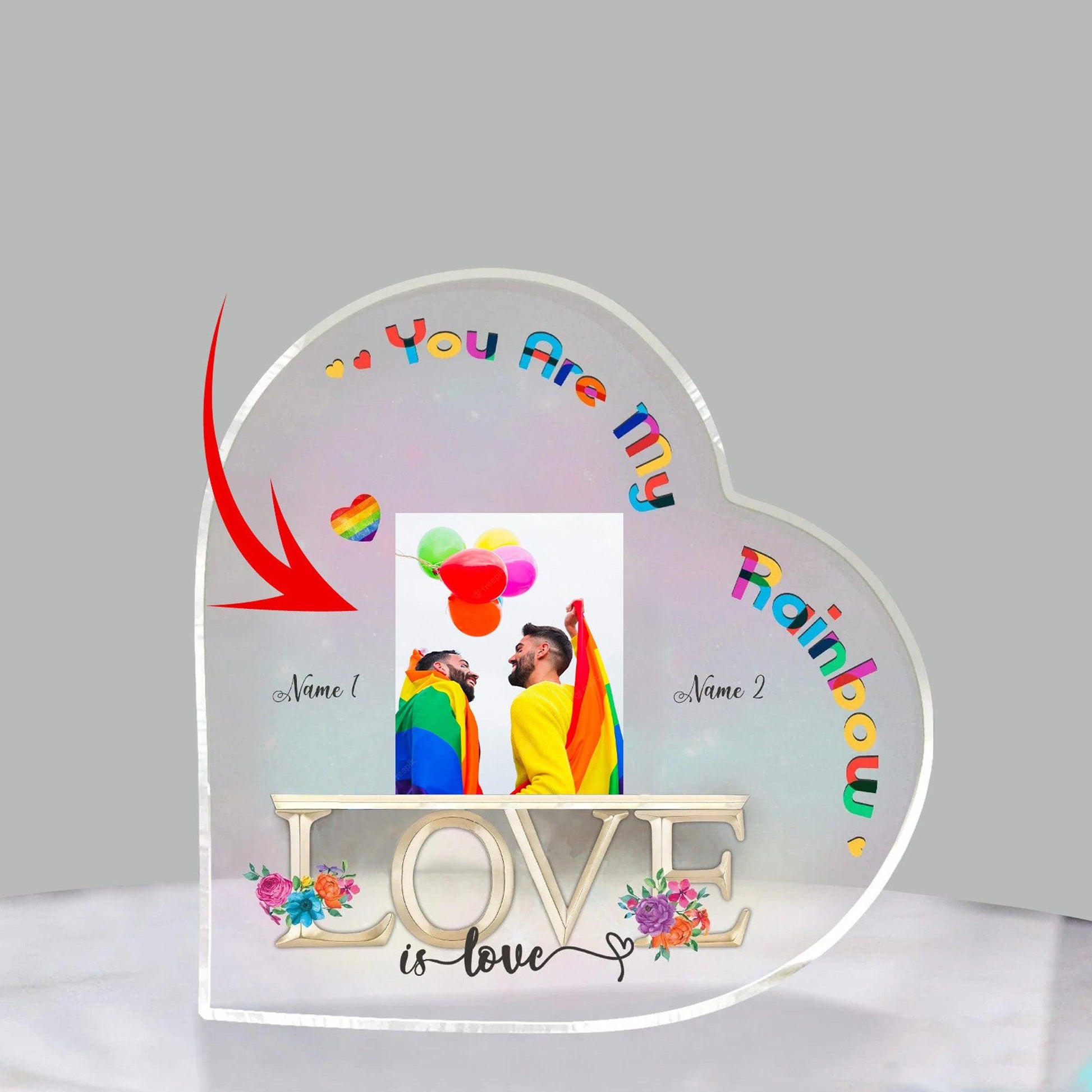Custom Shaped Acrylic Plaque - Personalized LGBT You Are My Rainbow Custom Shaped Acrylic Plaque - Perfect Gift For LGBT Couple - Amzanimalsgift