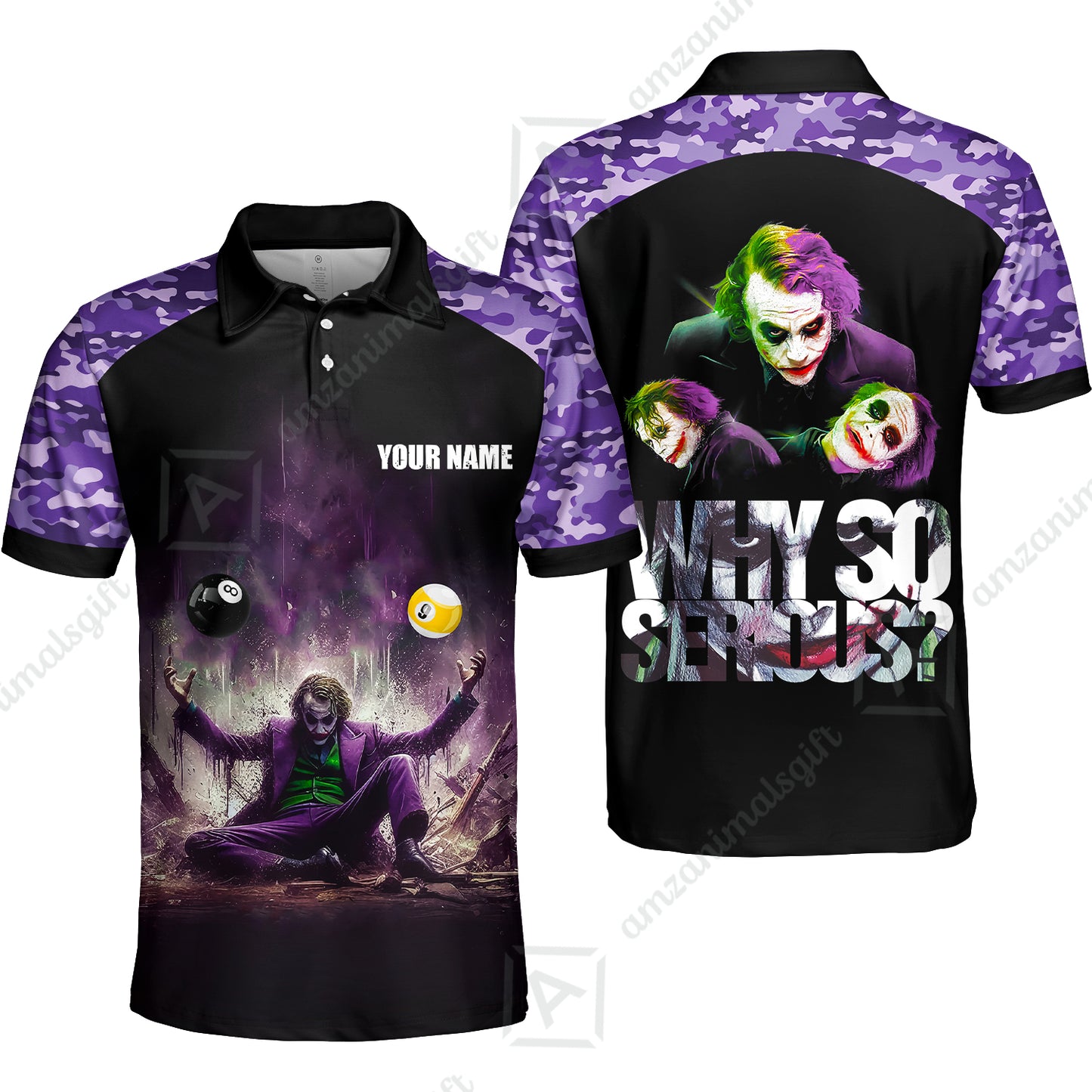 Custom Shirt For Kenny Jones Team - Billiards 8 And 9 Ball Pool Polo Shirt - Why So Serious