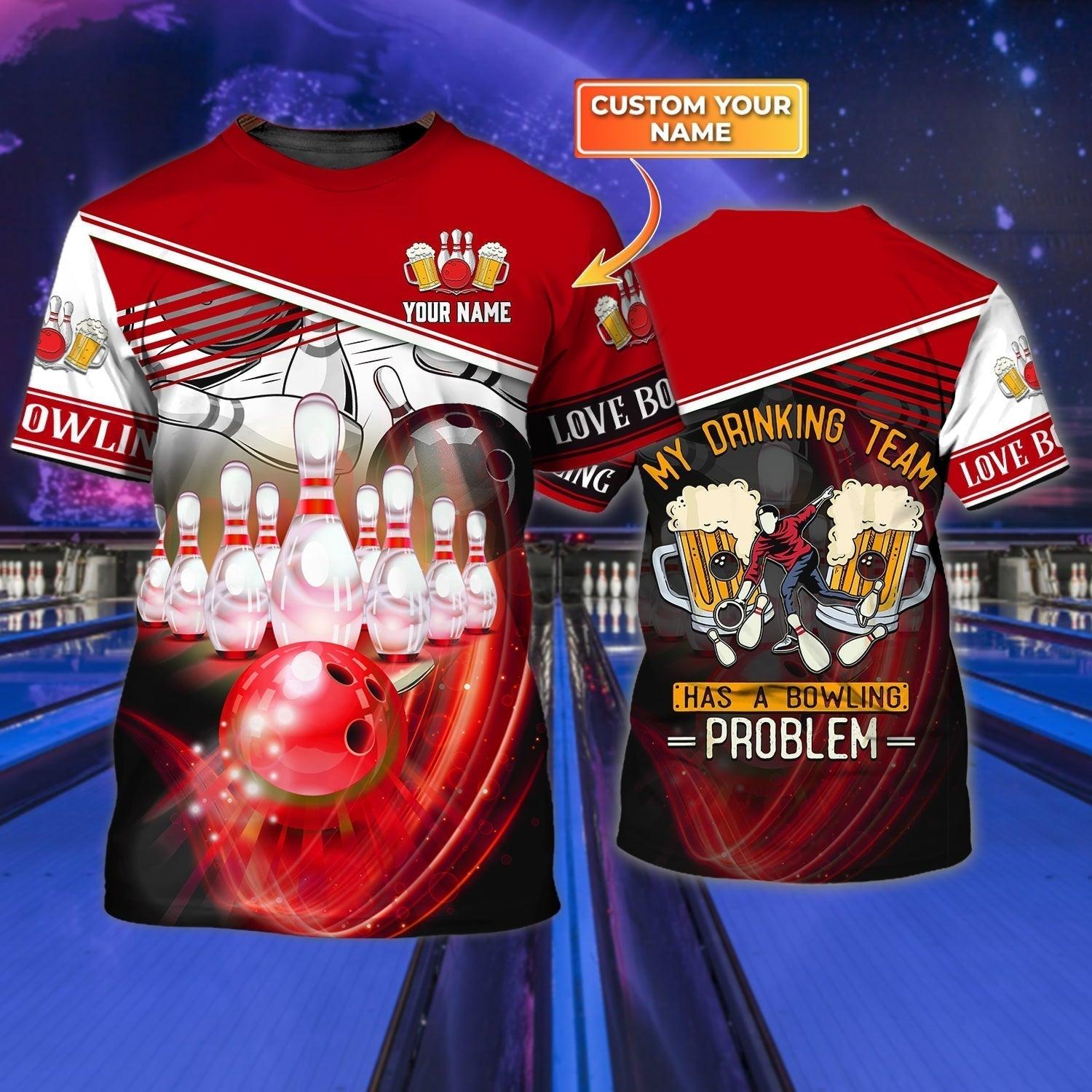 Customized 3D Red Bowling T Shirt, Personalized Bowling And Beer T Shirts, Love Bowling Shirts - Best Gift For Bowling Lovers, Bowlers - Amzanimalsgift