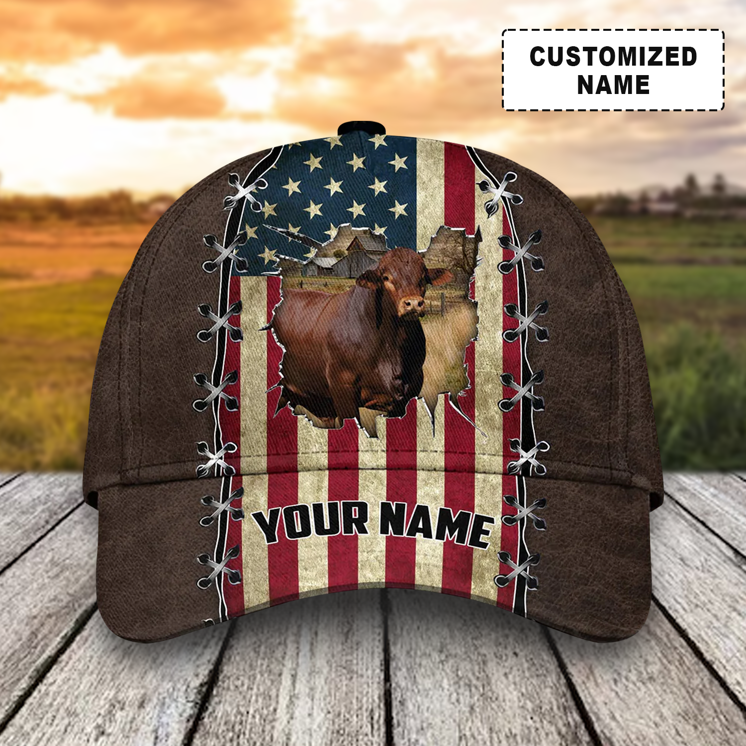 Customized Beefmaster Cattle Caps Hat, Beefmaster And American Flag Ha ...