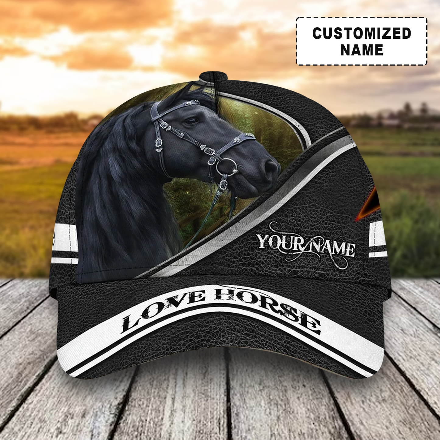 Customized Black Horse Caps, Love Horse White And Black Animals Farm Hats, Best Hat For Men Women Farmer