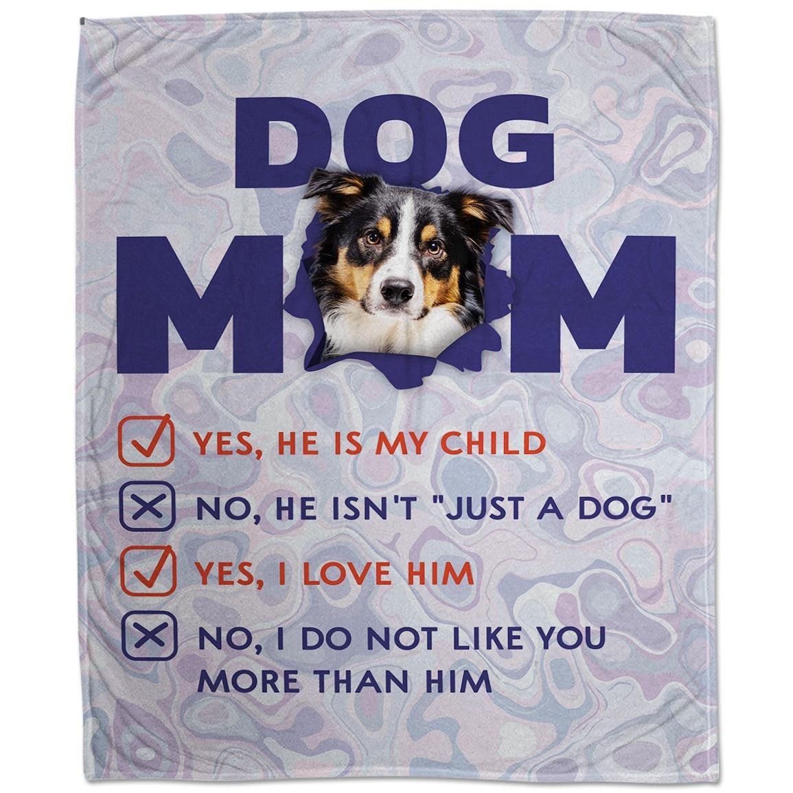 Customized Blanket With Pet Face - Dog Mom's Child Custom Pet Blanket - Gift For Pet Lovers, Puppy Lovers, Members Family - Amzanimalsgift