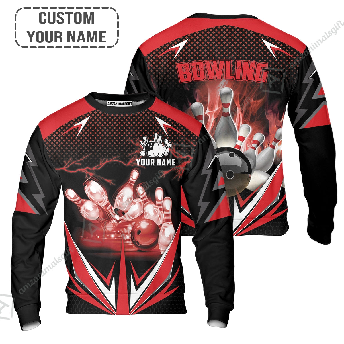 Customized Bowling Red Fire Women Polo Shirt For Bowling Players, Bowling Team Uniform Shirts, Gift For Men, Bowling Lovers, Bowlers