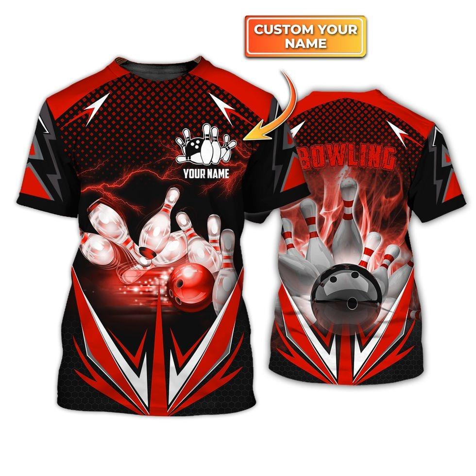 Customized Bowling Red Fire Hoodie For Bowling Players, Bowling Team Uniform Shirts, Gift For Men, Bowling Lovers, Bowlers