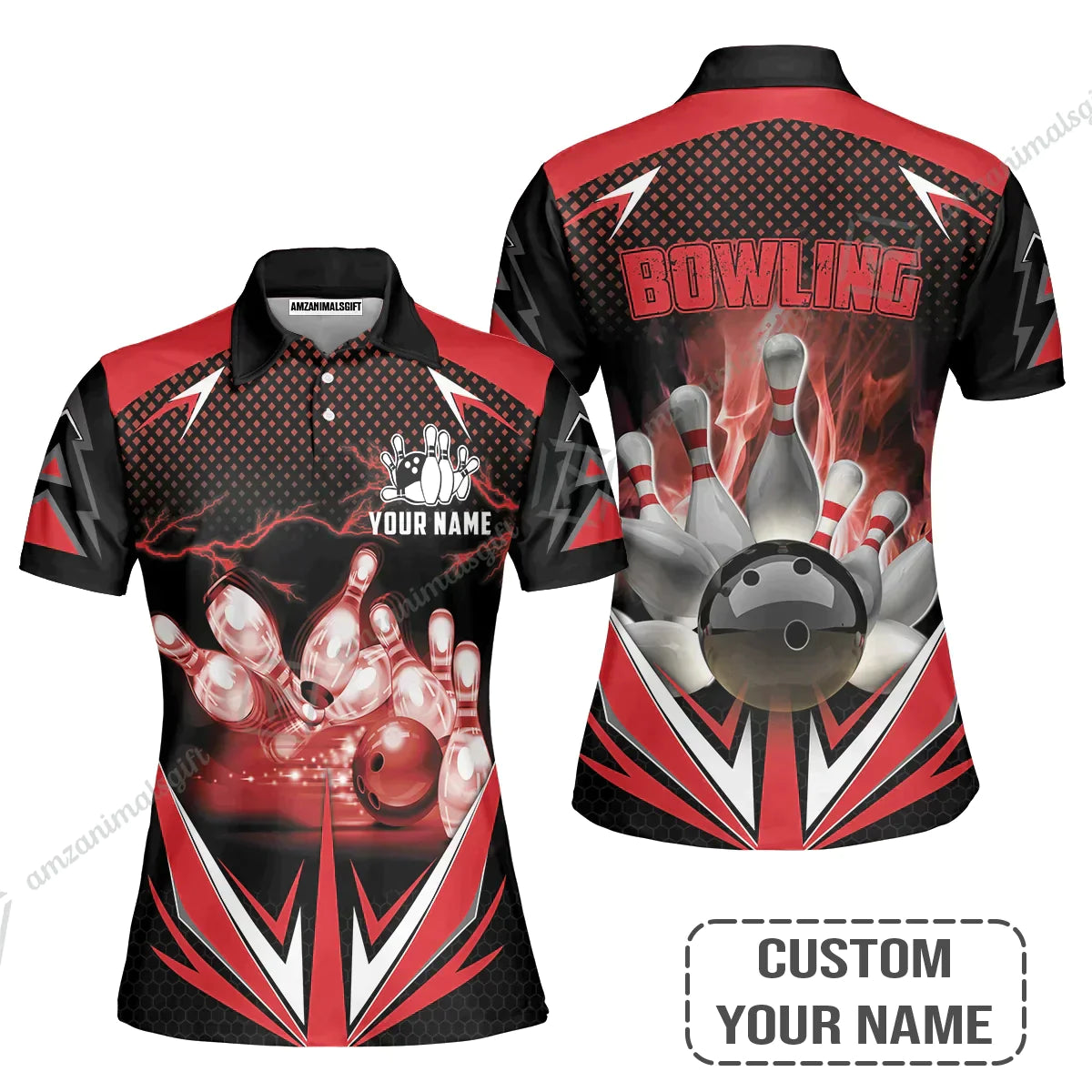 Customized Bowling Red Fire Sweatshirt For Bowling Players, Bowling Team Uniform Shirts, Gift For Men Women, Bowling Lovers, Bowlers