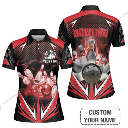 Customized Bowling Red Fire Sweatshirt For Bowling Players, Bowling Team Uniform Shirts, Gift For Men Women, Bowling Lovers, Bowlers