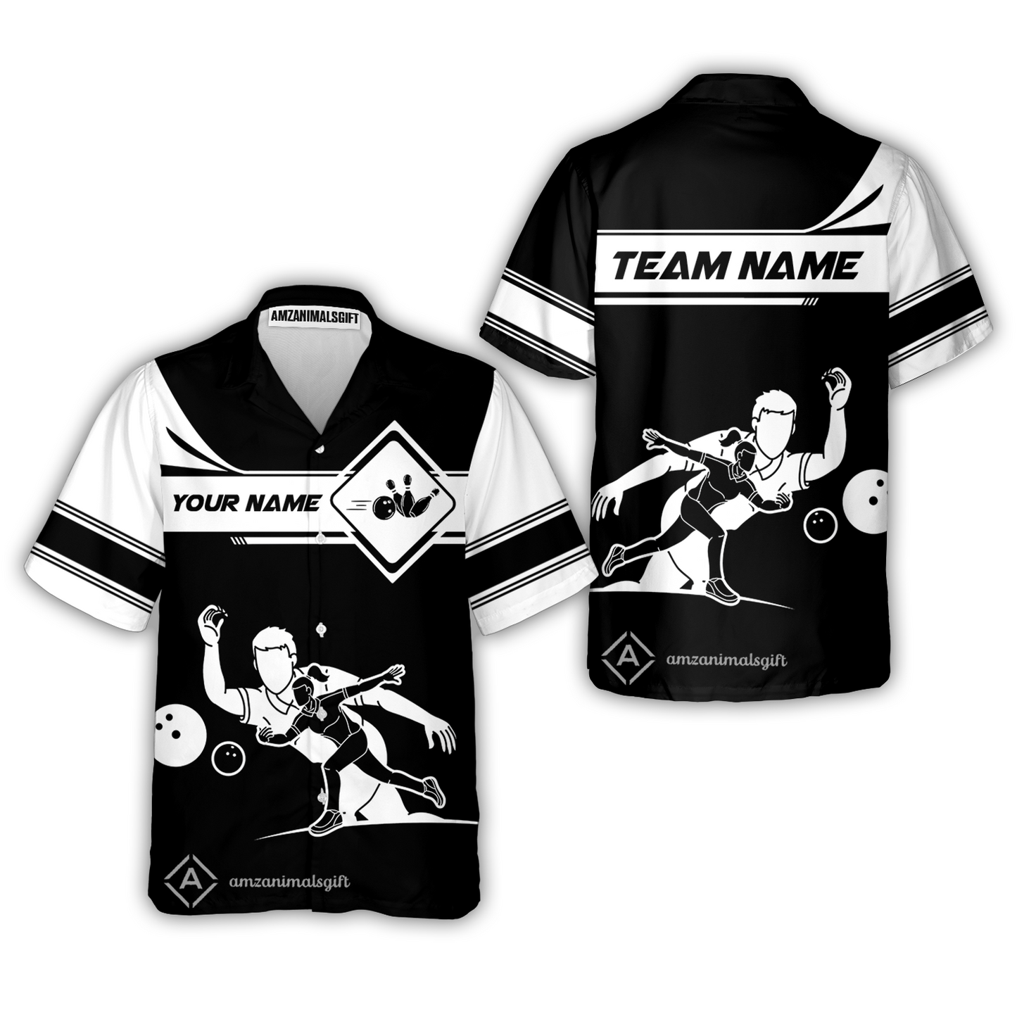 Customized Bowling Button Up Shirt, Men And Women Playing Bowling Ball Hawaiian Shirt Uniform Multicolor For Bowlers