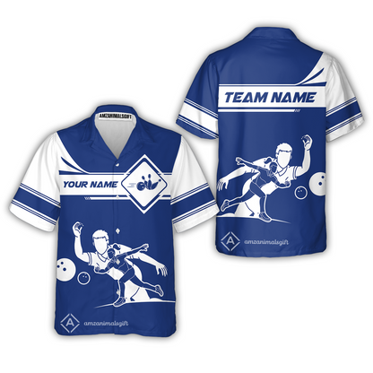 Customized Bowling Button Up Shirt, Men And Women Playing Bowling Ball Hawaiian Shirt Uniform Multicolor For Bowlers