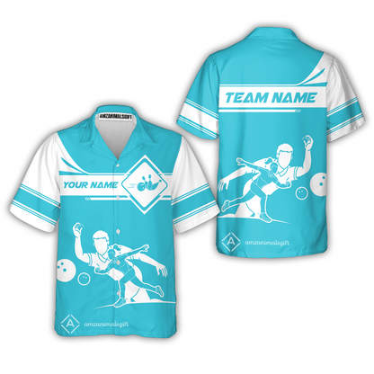 Customized Bowling Button Up Shirt, Men And Women Playing Bowling Ball Hawaiian Shirt Uniform Multicolor For Bowlers