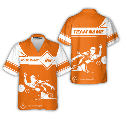 Customized Bowling Button Up Shirt, Men And Women Playing Bowling Ball Hawaiian Shirt Uniform Multicolor For Bowlers