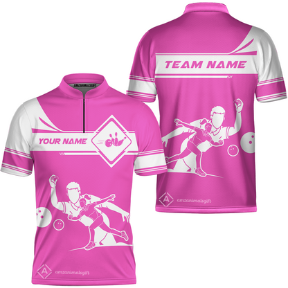 Customized Bowling Team Jersey, Men And Women Playing Bowling Ball Quarter-Zip Stand Collar Uniform Multicolor For Bowlers