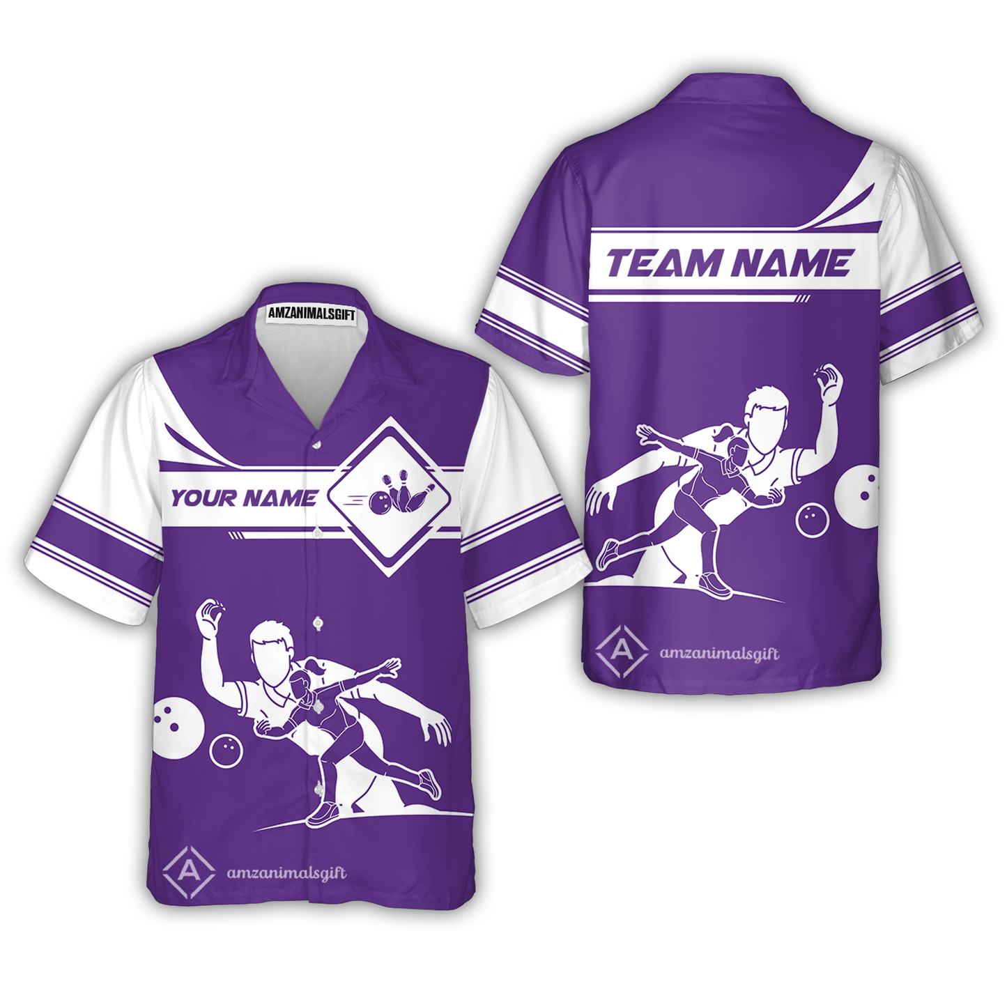 Customized Bowling Button Up Shirt, Men And Women Playing Bowling Ball Hawaiian Shirt Uniform Multicolor For Bowlers