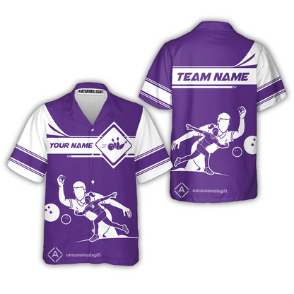 Customized Bowling Button Up Shirt, Men And Women Playing Bowling Ball Hawaiian Shirt Uniform Multicolor For Bowlers