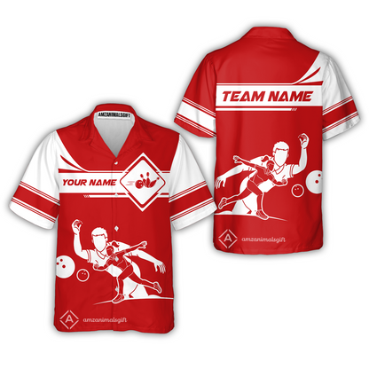 Customized Bowling Button Up Shirt, Men And Women Playing Bowling Ball Hawaiian Shirt Uniform Multicolor For Bowlers
