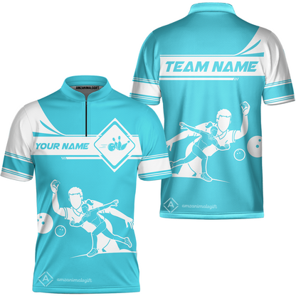 Customized Bowling Team Jersey, Men And Women Playing Bowling Ball Quarter-Zip Stand Collar Uniform Multicolor For Bowlers