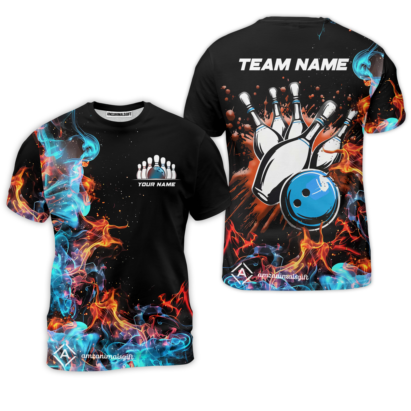 Customized Bowling Team Jersey, Bowling In Fires Multicolor Option Shirts, Custom Bowling Uniforms Jerseys For Bowlers