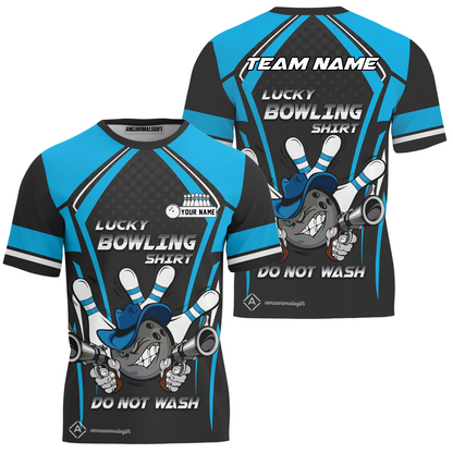 Customized Bowling Team T-Shirt, Lucky Bowling Shirt Do Not Wash Bowling Ball Aiming Guns, Personalized Name Bowling Shirt