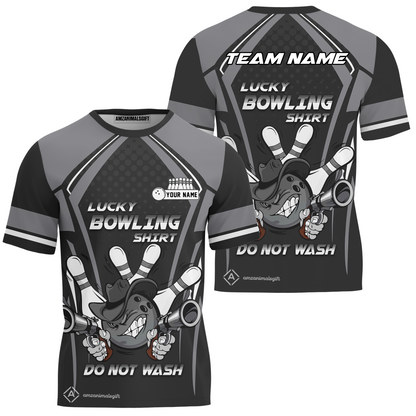 Customized Bowling Team T-Shirt, Lucky Bowling Shirt Do Not Wash Bowling Ball Aiming Guns, Personalized Name Bowling Shirt