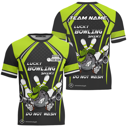 Customized Bowling Team T-Shirt, Lucky Bowling Shirt Do Not Wash Bowling Ball Aiming Guns, Personalized Name Bowling Shirt