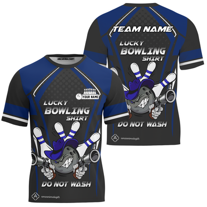 Customized Bowling Team T-Shirt, Lucky Bowling Shirt Do Not Wash Bowling Ball Aiming Guns, Personalized Name Bowling Shirt