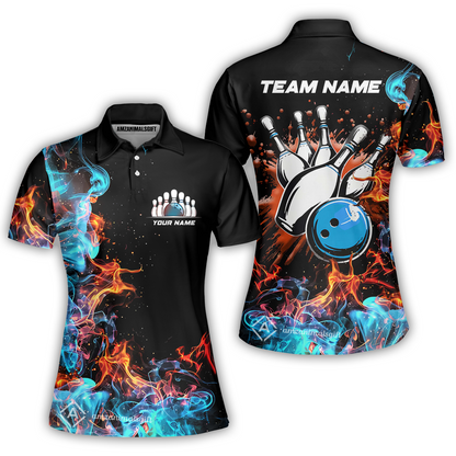 Customized Bowling Team Jersey, Bowling In Fires Multicolor Option Shirts, Custom Bowling Uniforms Jerseys For Bowlers