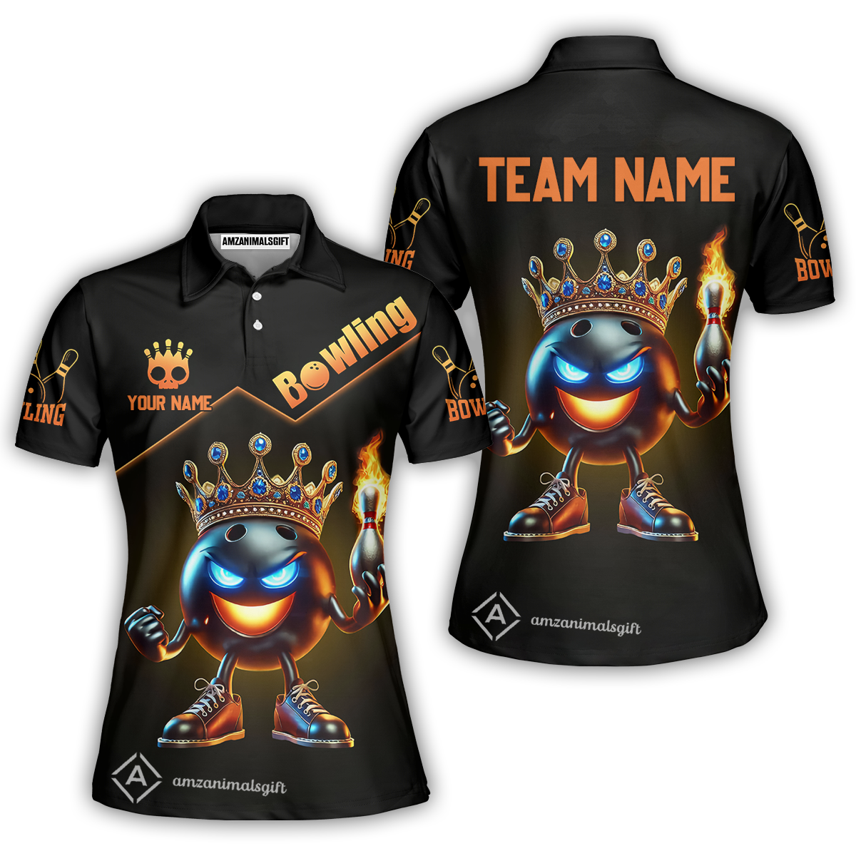 Customized Bowling Team Jersey King Of Bowling Fire Custom Name And Team Name For Bowlers