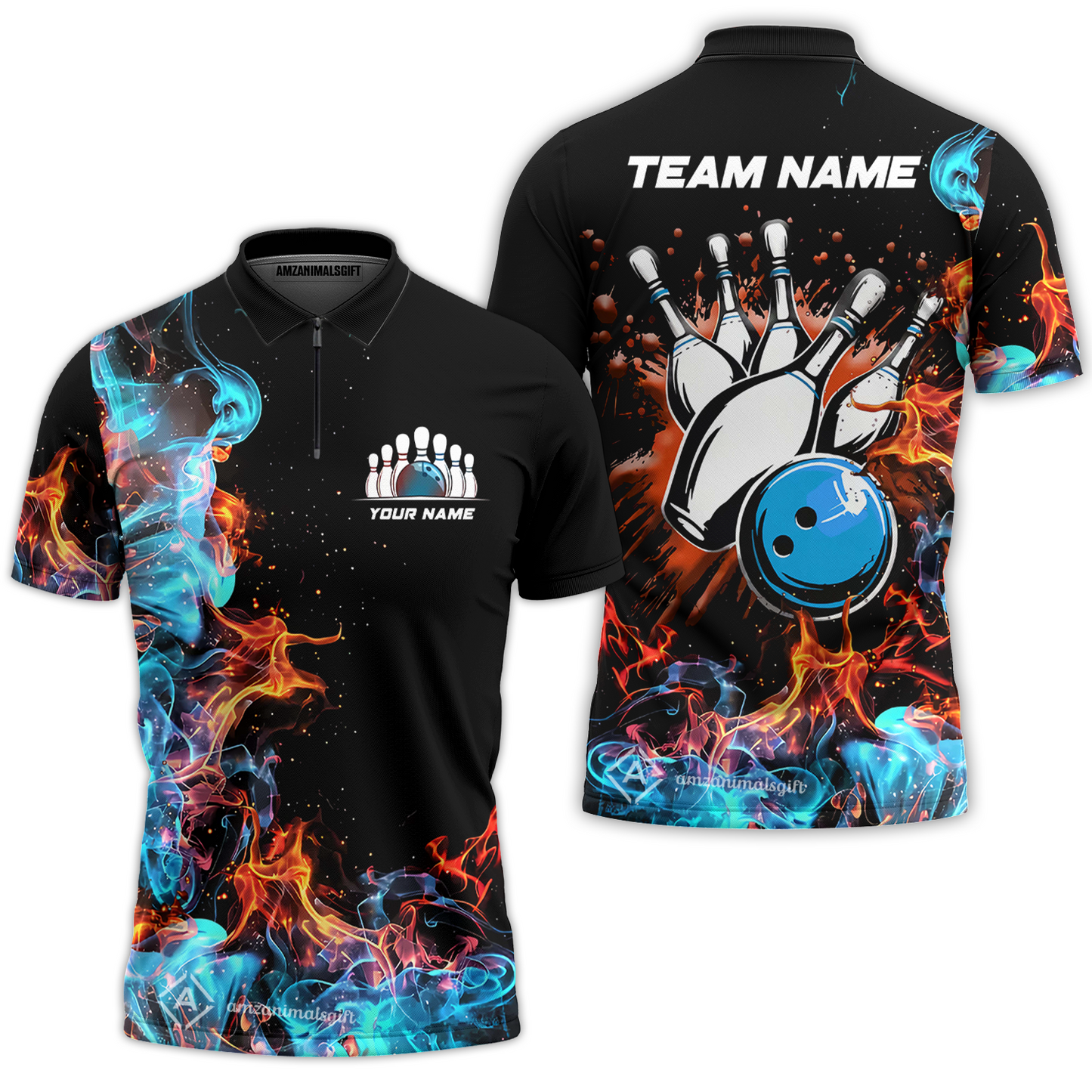 Customized Bowling Team Jersey, Bowling In Fires Multicolor Option Shirts, Custom Bowling Uniforms Jerseys For Bowlers
