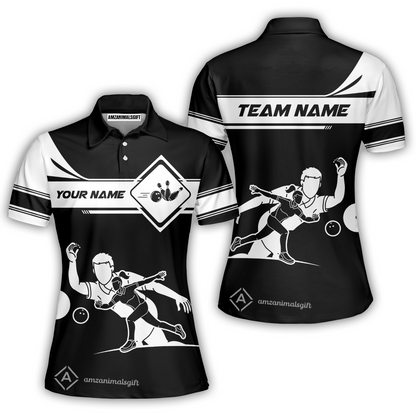 Customized Bowling Women Polo Shirt, Men And Women Playing Bowling Ball Women Polo Shirt Uniform Multicolor For Bowlers