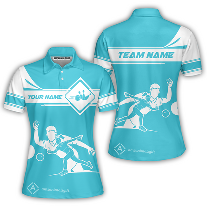 Customized Bowling Women Polo Shirt, Men And Women Playing Bowling Ball Women Polo Shirt Uniform Multicolor For Bowlers