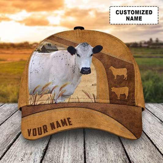 Customized British White Cattle Caps, British White Cow Pattern Brown Hats, Best Farm Hat For Men Women Farmer