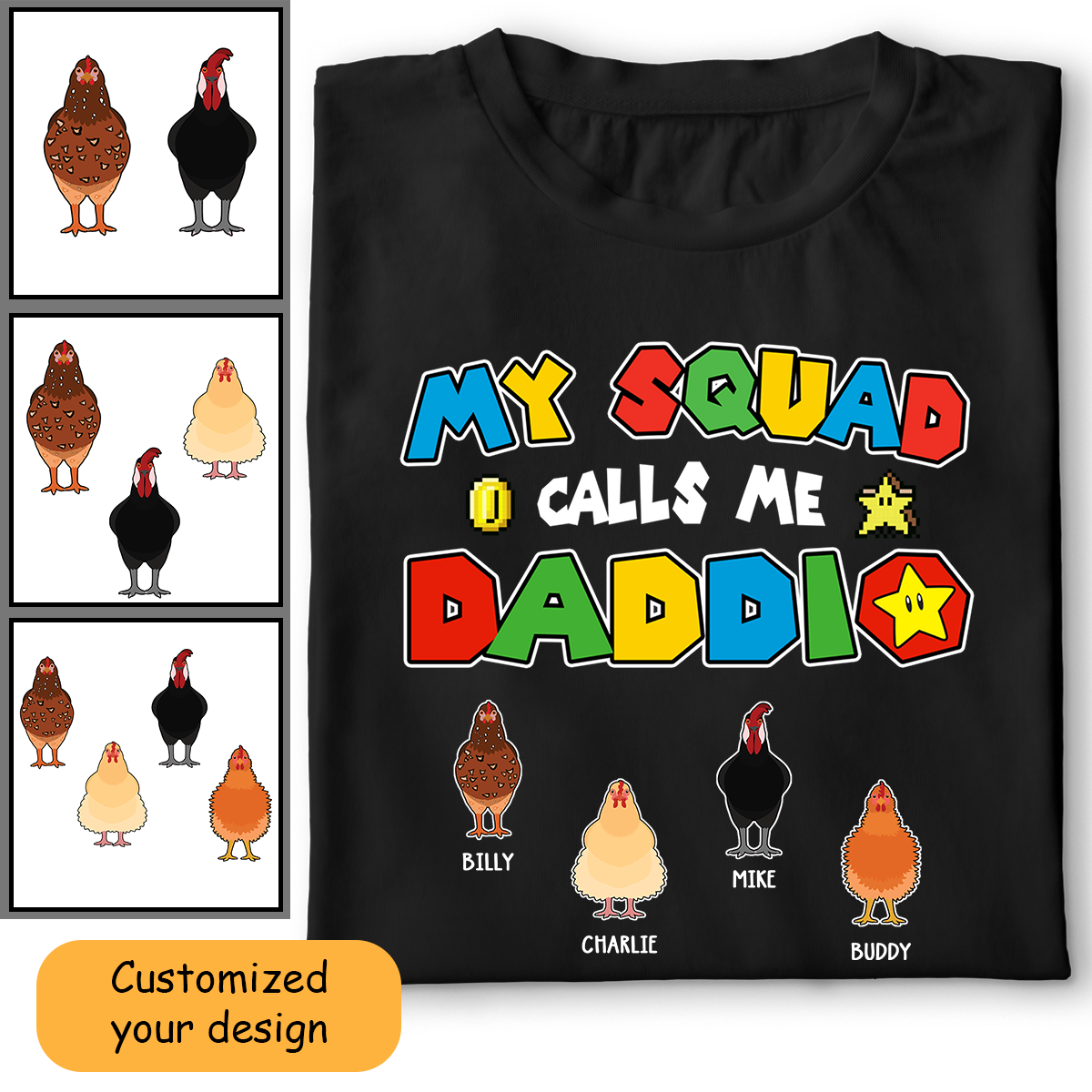 Customized Chicken Dad Shirt My Squad Calls Me Daddio For Dad, For Father, Grandpa, Farmer, Father's Day Gift For Chicken Lovers