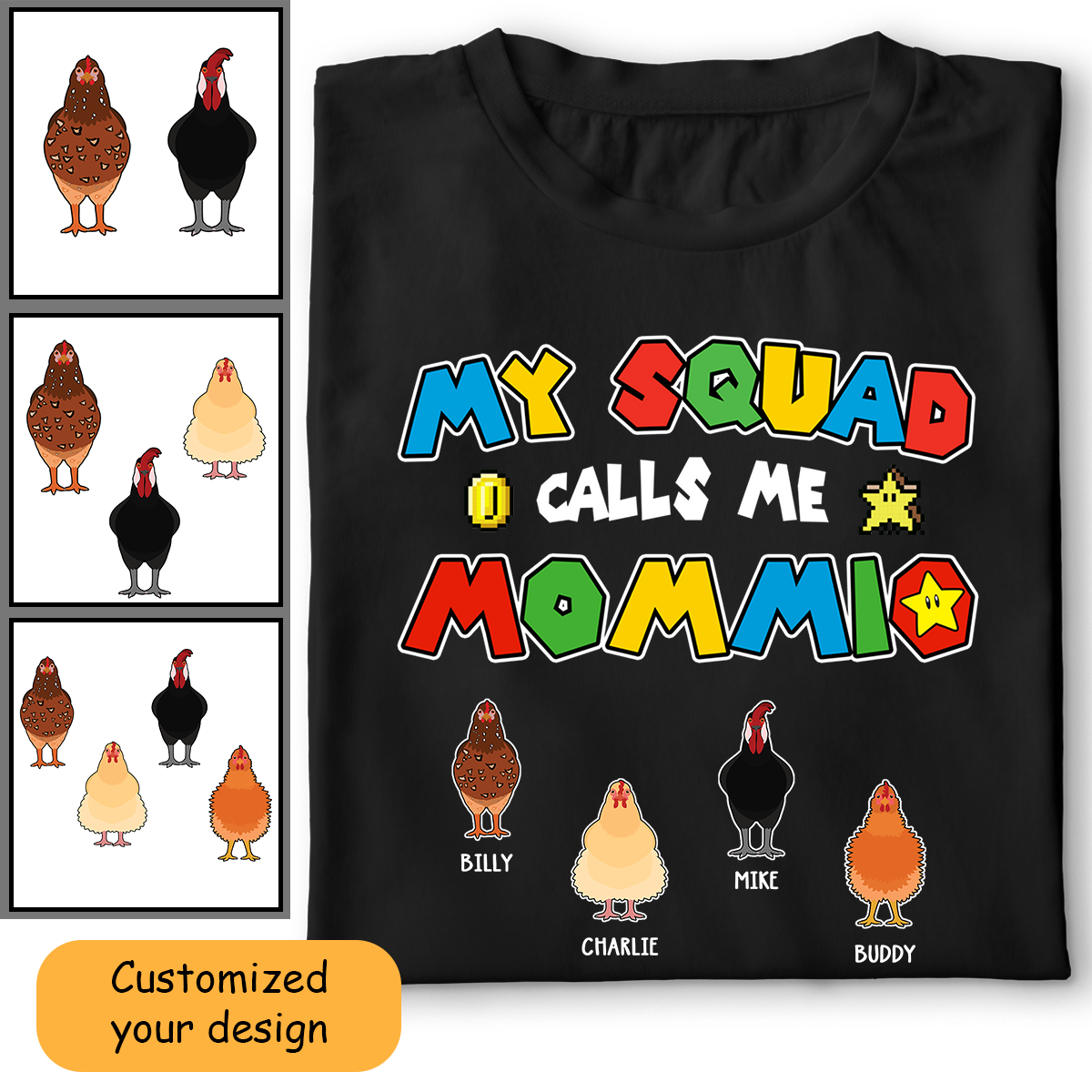 Customized Chicken Mom Shirt My Squad Calls Me Mommio For Mom, Mother, Grandma, Wife, Farmer, Mother's Day Gift, For Chicken Lovers