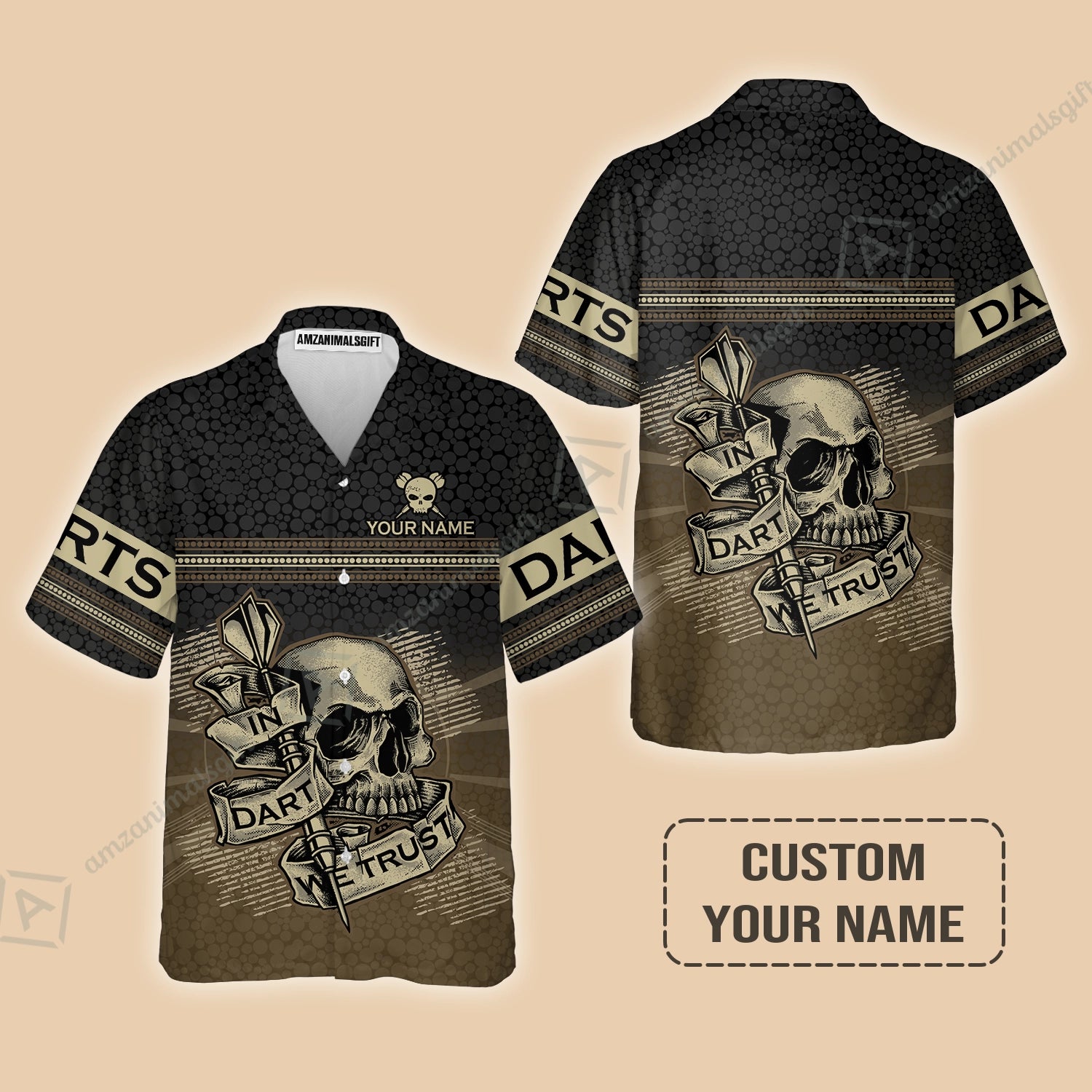 Customized Darts Hawaiian Shirt, Darts Skull In Dart We Trust Hawaiian For Men And Women, Perfect Outfit For Darts Lovers, Darts Players