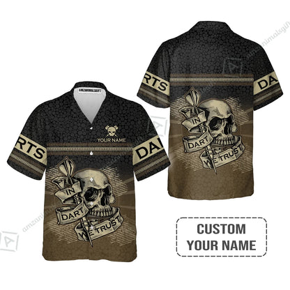 Customized Darts Hawaiian Shirt, Darts Skull In Dart We Trust Hawaiian For Men And Women, Perfect Outfit For Darts Lovers, Darts Players