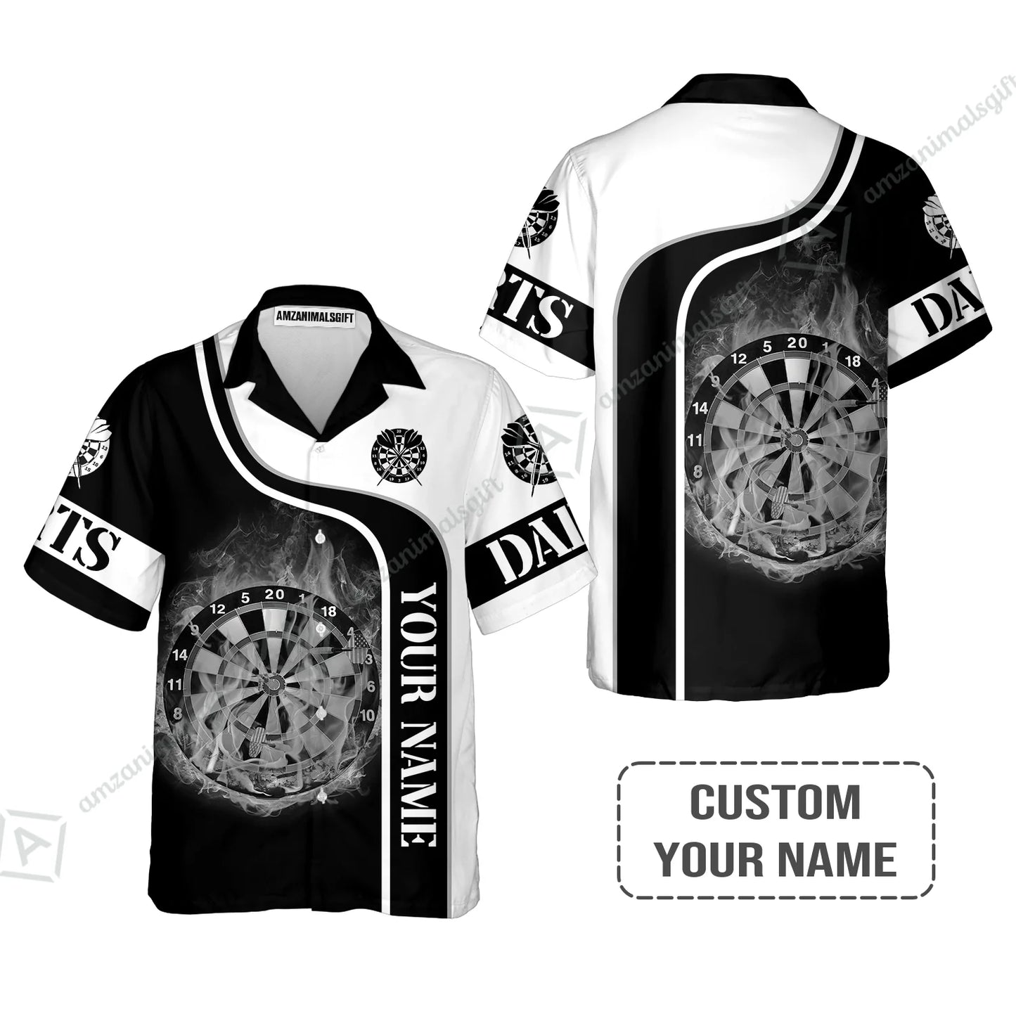 Customized Darts Polo Shirt, Personalized Darts Black And White Polo Shirt For Men And Women, Perfect Gift For Darts Lovers, Darts Players