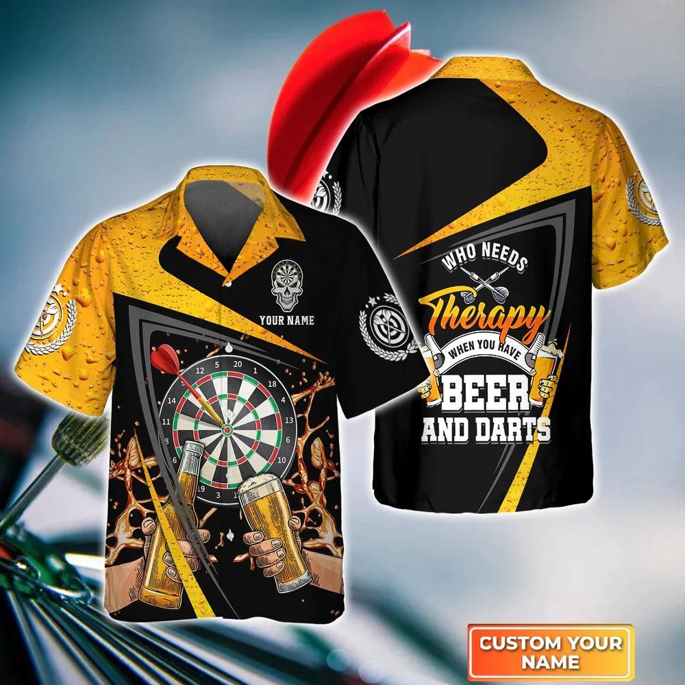 Customized Darts Hawaiian Shirt, Beer And Darts, Personalized Name Hawaiian Shirt For Men - Perfect Gift For Darts Lovers, Darts Players - Amzanimalsgift