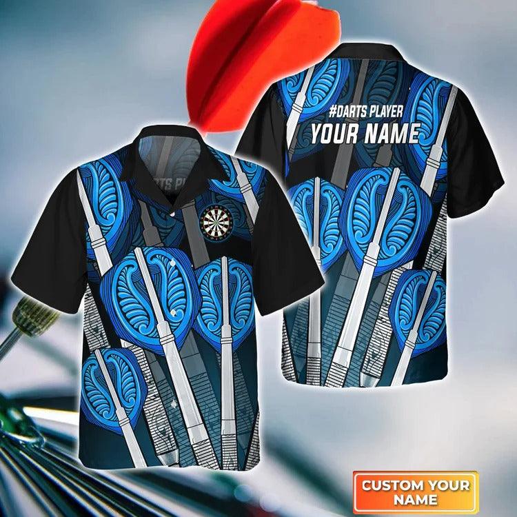 Customized Darts Hawaiian Shirt, Blue Darts Thunder Lightning, Personalized Name Hawaiian Shirt For Men - Perfect Gift For Darts Lovers, Darts Players - Amzanimalsgift