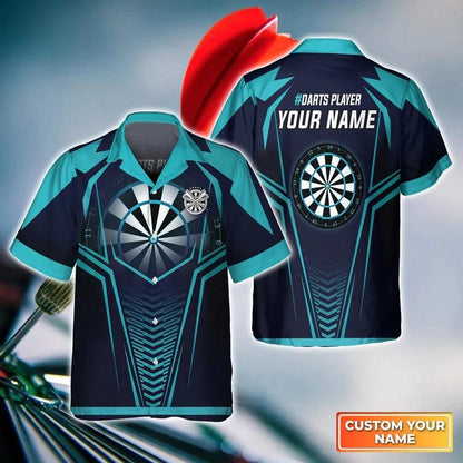 Customized Darts Hawaiian Shirt, Blue Darts Thunder Lightning, Personalized Name Hawaiian Shirt For Men - Perfect Gift For Darts Lovers, Darts Players - Amzanimalsgift