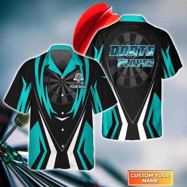 Customized Darts Hawaiian Shirt, Dartboard And Arrow Blue, Personalized Name Hawaiian Shirt For Men - Perfect Gift For Darts Lovers, Darts Players - Amzanimalsgift
