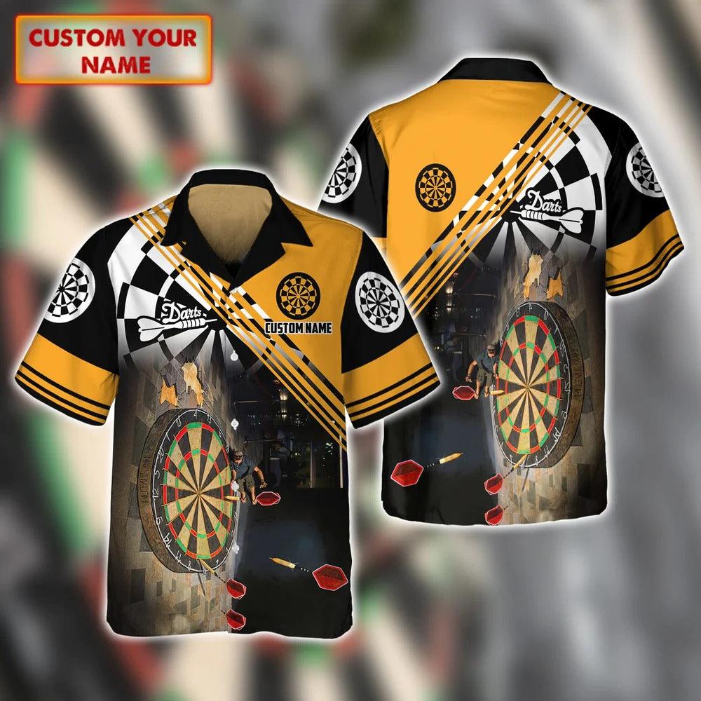 Customized Darts Hawaiian Shirt, Dartboard, Darts Player, Personalized Name Hawaiian Shirt For Men - Perfect Gift For Darts Lovers, Darts Players - Amzanimalsgift
